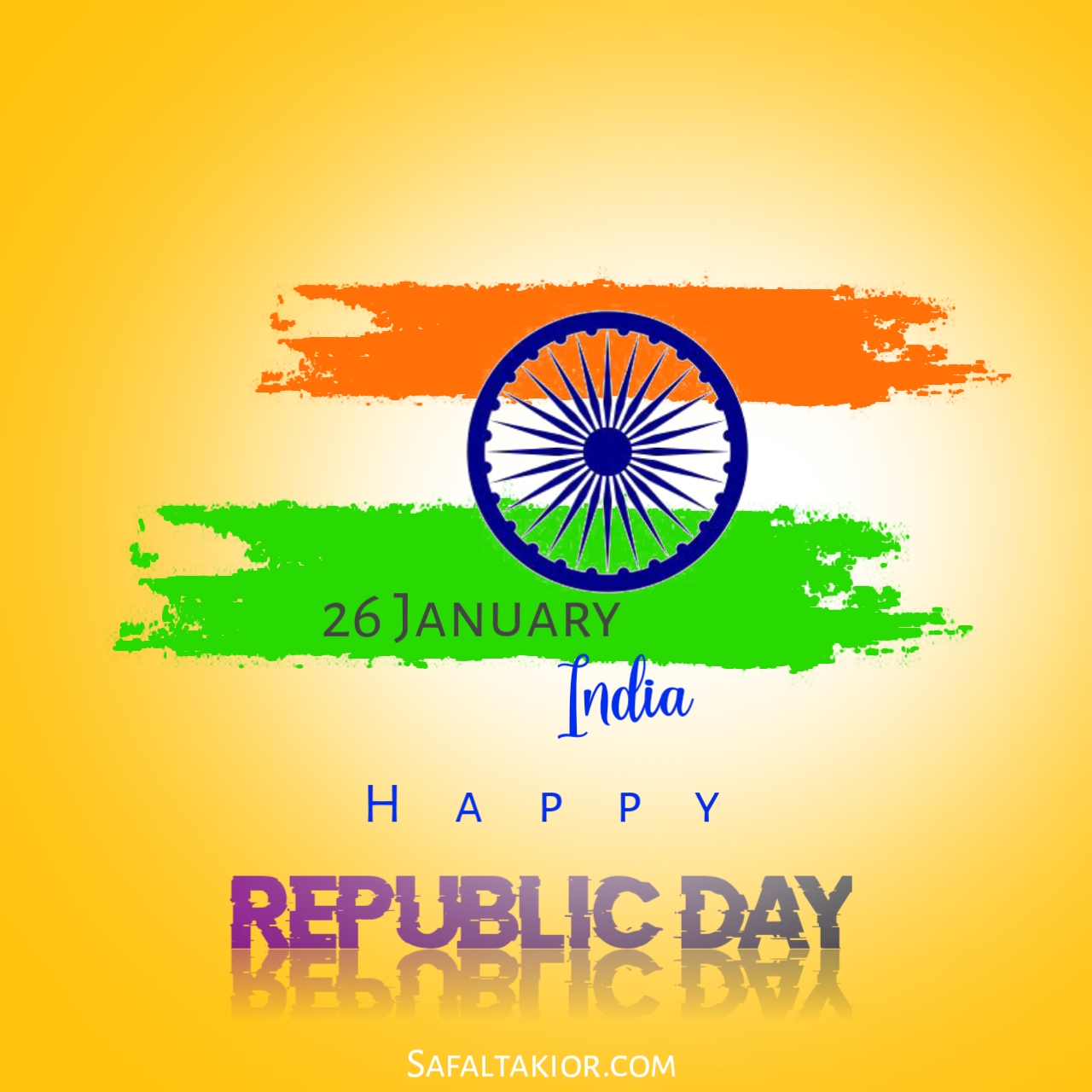  Illustration of Happy Indian Republic day celebration poster or banner background with text 26 January and Indian Flag .